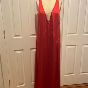 SAINTART Elegant satin Red Sleeveless Dress